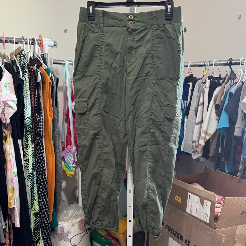 Nicely used: S brand: Palm Rio-Olive Green ladies Cargo Pants